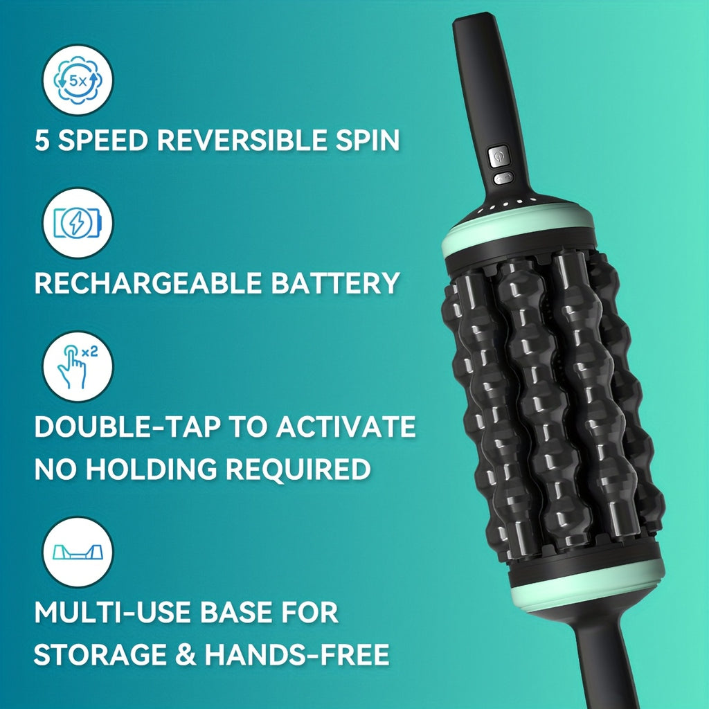 5-Speed RPM Percussive Massager - Hands-Free Deep Tissue Roller for Legs, Back, And Calves, Rechargeable Muscle Massager, Portable Gift for Sports Enthusiasts