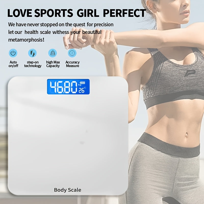 Smart Bathroom Scale with Backlit LCD Display, High-Precision 4-Sensor Digital Body Weight Scale, AAA Battery Operated (Not Included), Accurate Weight Tracking for Home Use
