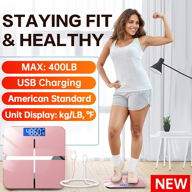 Upgraded Design, Enlarged Surface, 400 LB High-strength & High-precision Electronic Weight Scale, Smart Digital Bathroom Scale, Unlimited User, Automatic Recognition, HD LCD Display & Temperature Display, LB\u002FKG Multi-function Body Weighing Machine
