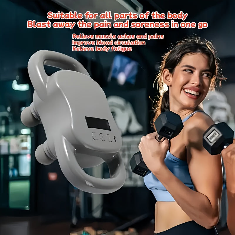 This Handheld Deep Tissue Massager Features a Four-Head Massage Gun with an Ergonomic Design, USB Power Supply, And ABS Material. It Has Adjustable Speeds And Is Suitable for Relaxing Various Body Parts Including The Feet, Legs, Waist, Back, And Neck.