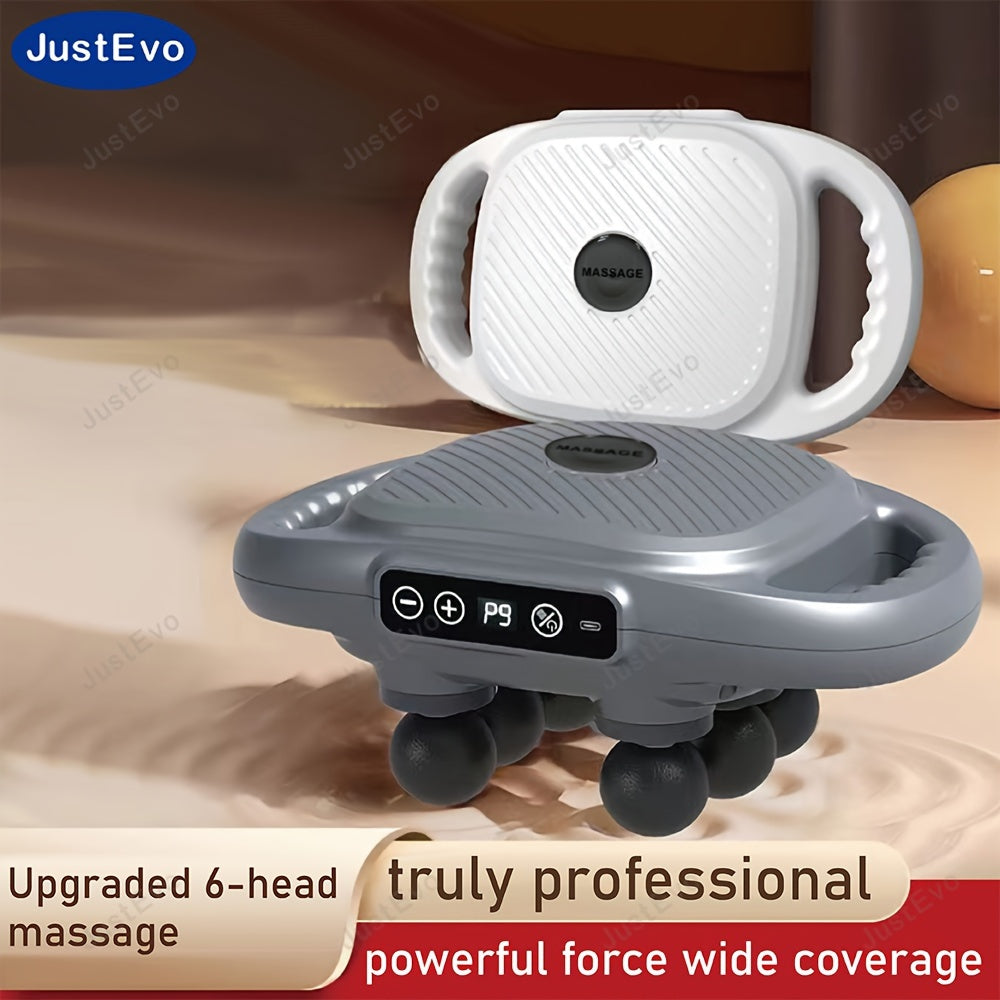 JustEvo Professional 6-Head Fascia Massage Gun, Multiple Modes, Various Intensity Levels, High-frequency Vibration, Muscle Relaxation, Full-body Massage, Suitable for Home, Office, And Gym Use.