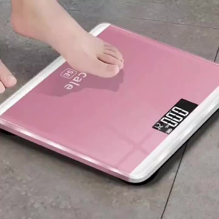1pc HOTU High-Precision Digital Bathroom Scale with LED Display, Body Weight Scale with kg\u002Flbs\u002FTare\u002FUnit Conversion, Low-Profile Pink & Design, - for Home, Bedside, Bathroom - \u002F Smart Scale
