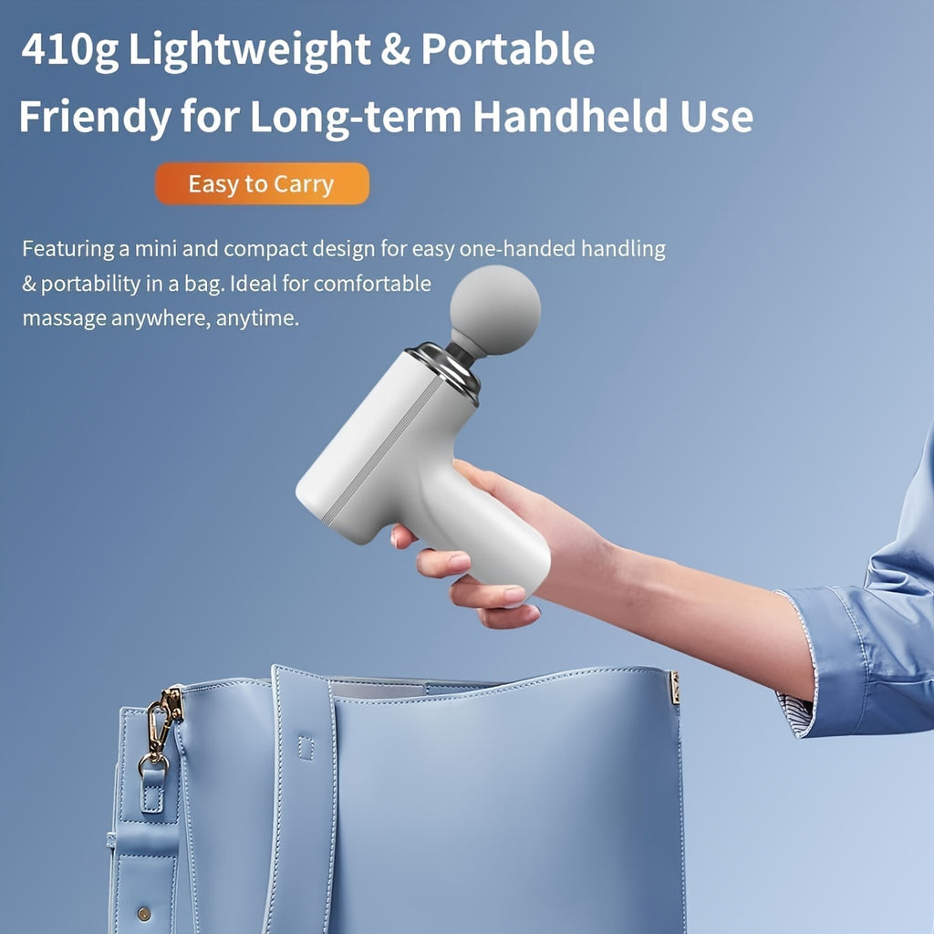 Small Portable Rechargeable Handheld Massage Gun, High Intensity Vibration and Knocking to Relax Deep Muscles, with 4 Massage Heads, Multi-speed Adjustable, Suitable for Men and Women, for Whole Body