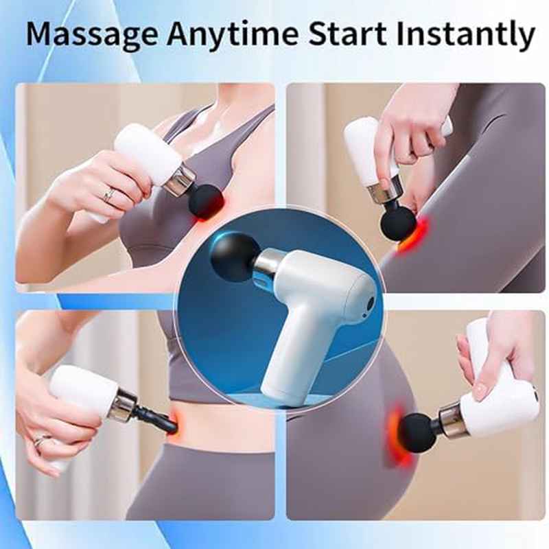 Fascia Gun - Neck Muscle Massager, Smart Frequency Conversion Heads, Compact for Deep Tissue, Portable for Gym Users (White)