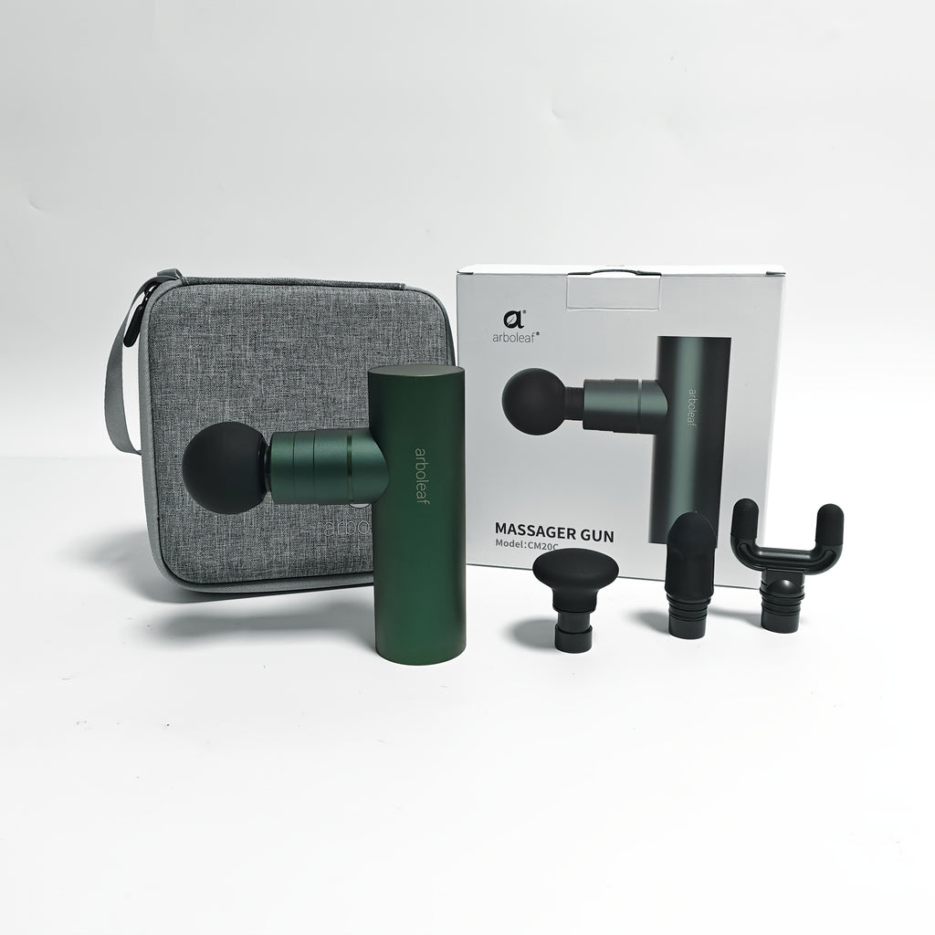 Compact Massage Gun Compact 5-Speed (3200 RPM) Metallic Green Massage Gun | 4 Attachments, 5.4'' Pocket-Sized for On-the-Go Muscle Relaxation, Percussion for Pre\u002FPost Workout, Includes Travel Case - Ideal Gift for Dad\u002FMom, Christmas & Birthdays