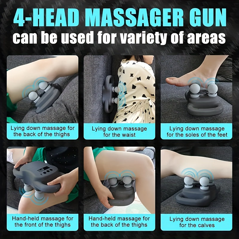 New Professional Grade Fascia Gun With Four Massage Heads, Silent Operation, Six Modes, Twenty Intensity Levels And Smart Display - A Full Body Relaxation Tool For Back, Legs, Neck And Shoulders, A Great Gift Choice For Your Family!