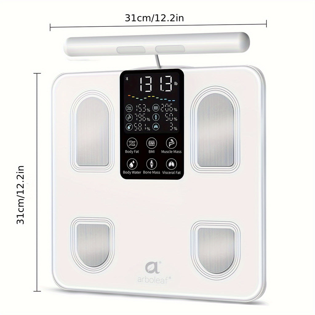 Arboleaf Smart Body Fat Scale With Sensory Handle-8-Electrode High Precision Body Composition Monitor With 26 Metrics, Large LED Display, BMI, Muscle & Fat Measurement, Compatible For Apple Health And Android Health, Suitable For Gym And Home Use