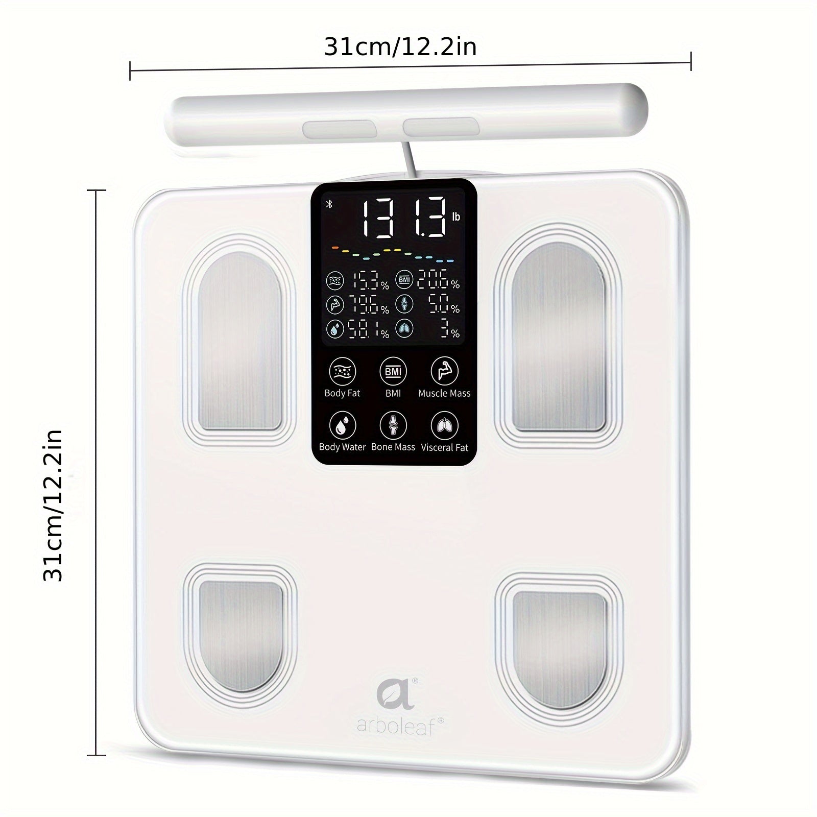 Arboleaf Smart Body Fat Scale With Sensory Handle-8-Electrode High Precision Body Composition Monitor With 26 Metrics, Large LED Display, BMI, Muscle & Fat Measurement, Compatible For Apple Health And Android Health, Suitable For Gym And Home Use