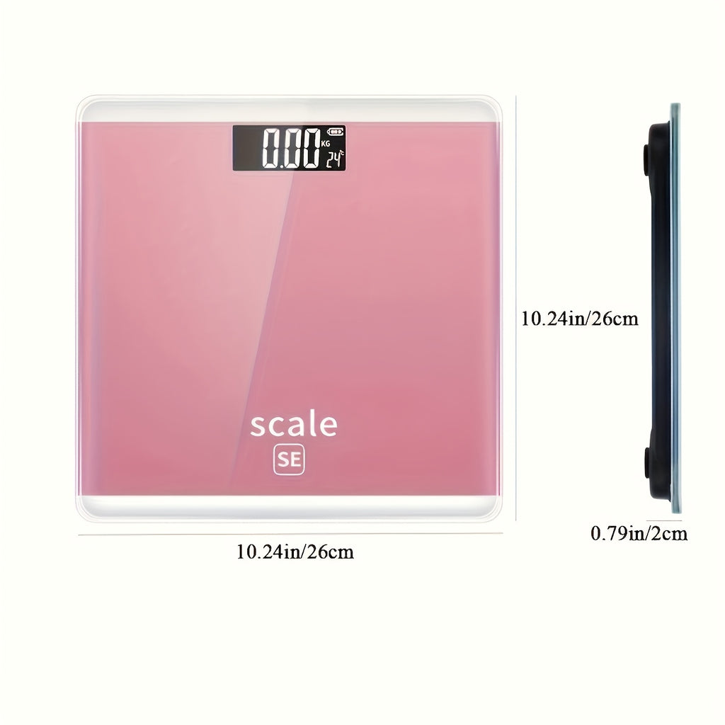 1pc HOTU High-Precision Digital Bathroom Scale with LED Display, Body Weight Scale with kg\u002Flbs\u002FTare\u002FUnit Conversion, Low-Profile Pink & Design, - for Home, Bedside, Bathroom - \u002F Smart Scale