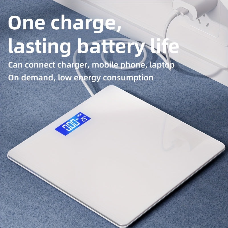 Precision USB Charging Electronic Body Weight Scale with LCD Digital Display, Ultra-Thin Lithium Polymer Rechargeable Battery (120mAh), Low Voltage (≤36V), Power Display Function - For Home & Gym Use - Ideal Gift for Health-Conscious Individuals
