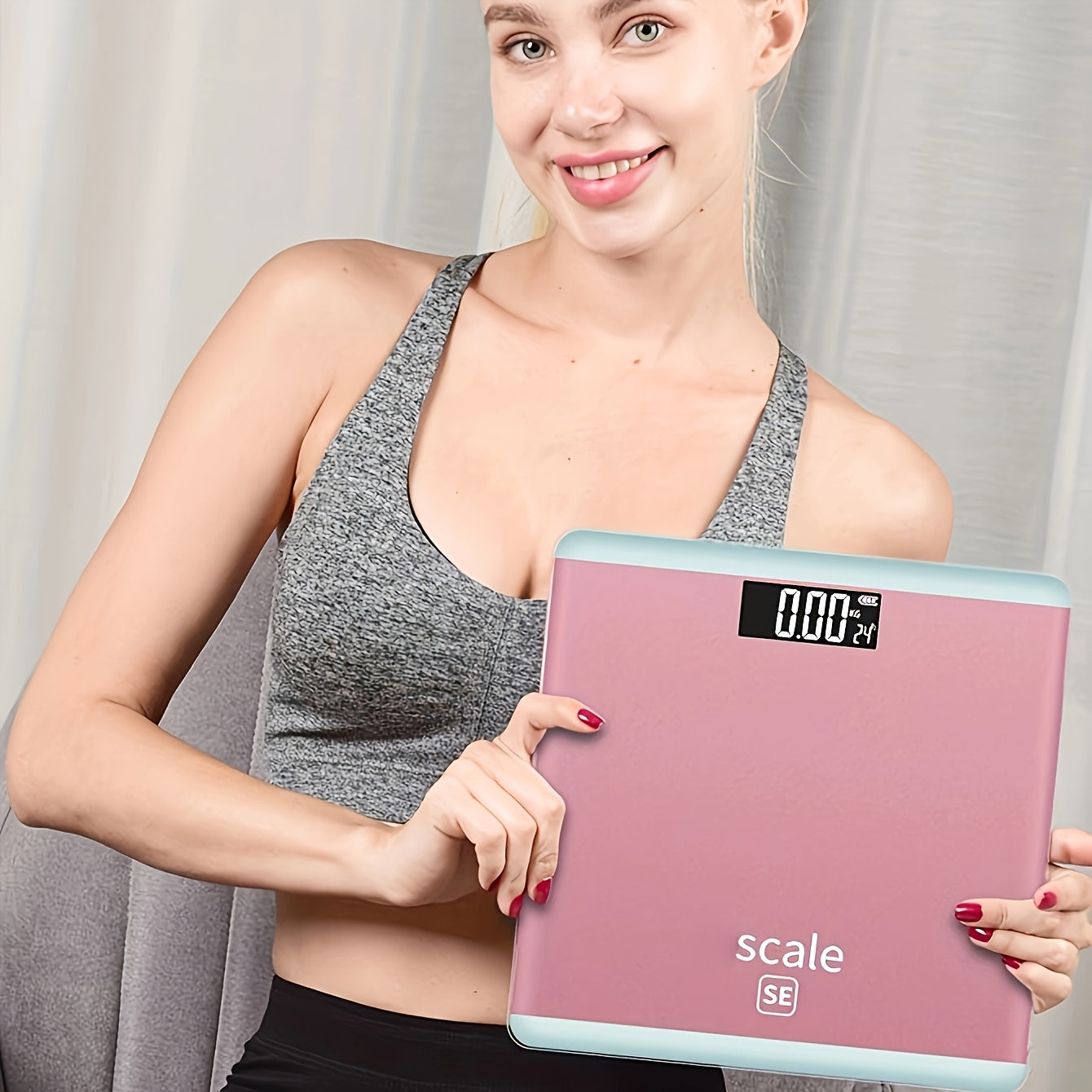 1pc HOTU High-Precision Digital Bathroom Scale with LED Display, Body Weight Scale with kg\u002Flbs\u002FTare\u002FUnit Conversion, Low-Profile Pink & Design, - for Home, Bedside, Bathroom - \u002F Smart Scale
