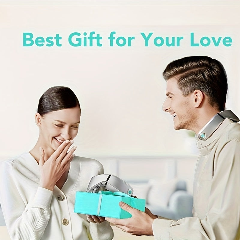 SKG Neck Massager with Heat Relax and Vibration, Portable Cordless Neck Massager, 9D Shiatsu Vibration and Deep Tissue Massage Shoulder Neck Massager, Electric Massager with 9 Tungsten Steel Massage Heads in Simulated Finger Shape, Suitable for