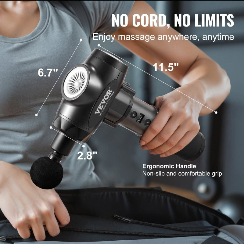 Massage Gun Deep Tissue with 9 Speed Levels and 6 Massage Heads 24V 2500mAh Batteries Percussion Muscle Massager for Athletes Handheld Electric Massage Gun for Pain Relief Muscle Relaxation