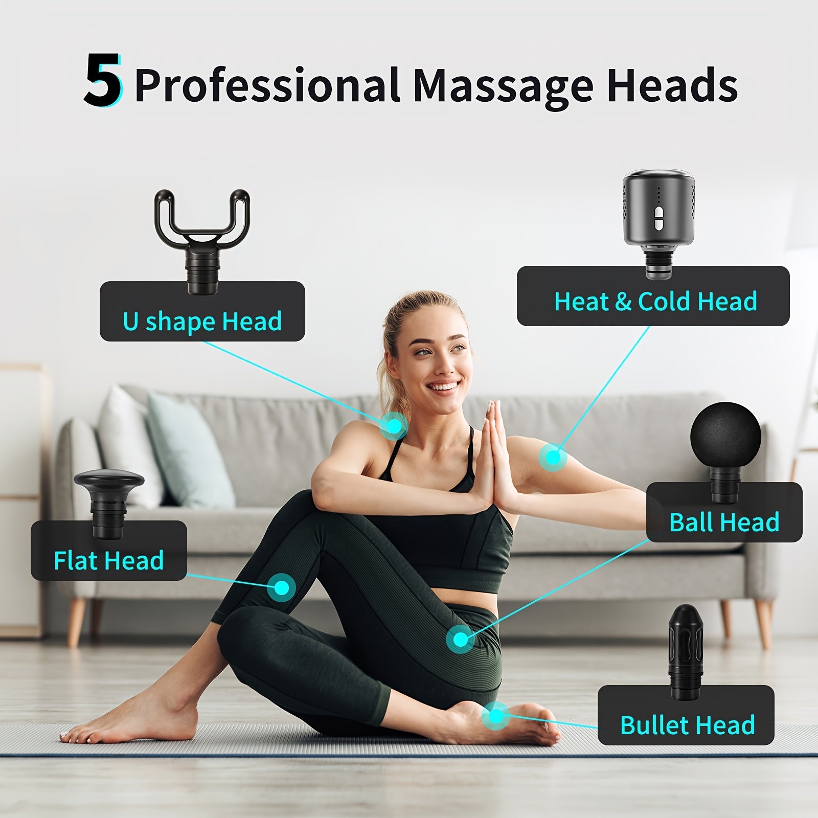 Arboleaf Hot & Cool Muscle Massage Gun, Large Percussion Massager With Heating & Cooling Heads, 5 Speed Levels For Deep Tissue Massager With 7 Attachments For Back Neck Shoulder Leg Relaxation, Touchscreen Power Switch Gift For Birthday & Christmas