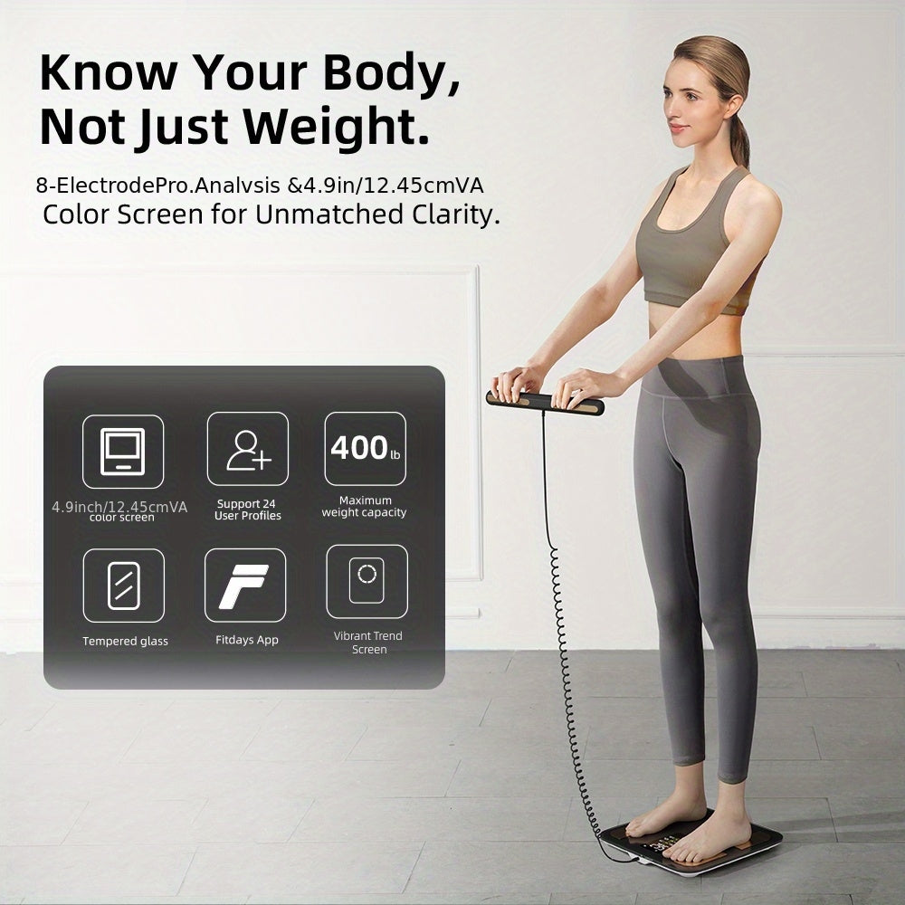 Smart Digital Scale for Home Use, Health & Fitness Body Weight Measurement with Large Color Display, 360 lbs Capacity