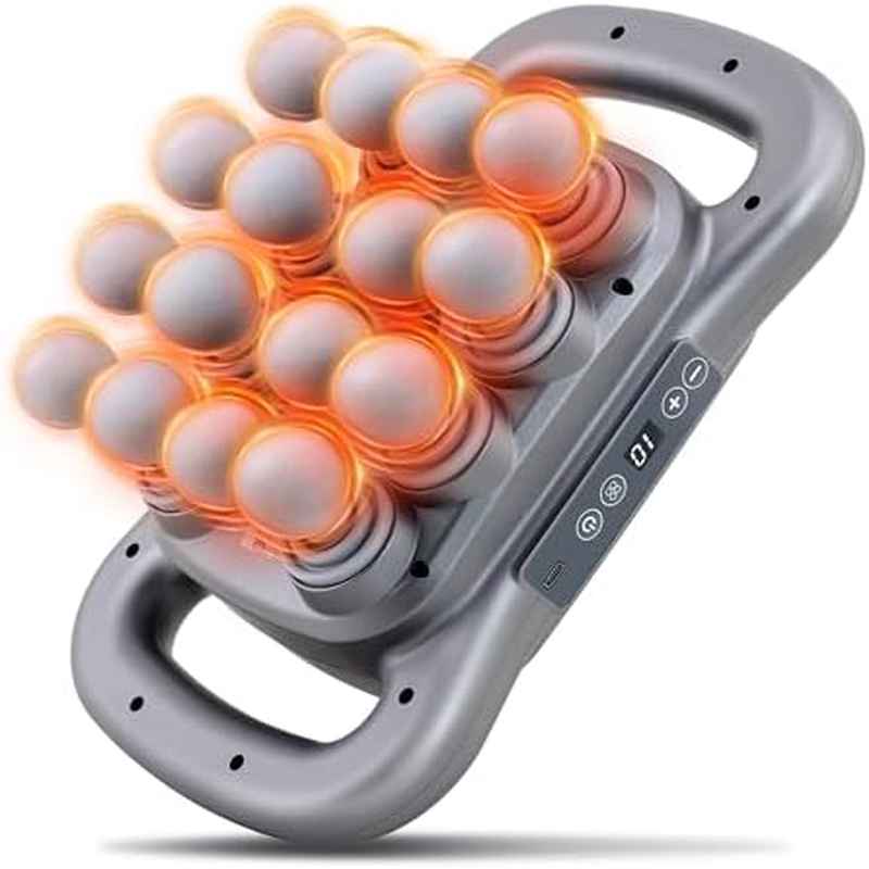 16 Head Massage Gun Set for Deep Tissue, 9 Styles Levels Electric Percussion Massager, Dark Grey