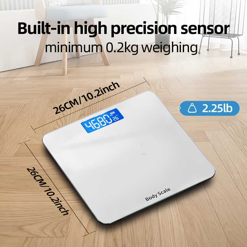 Smart Bathroom Scale with Backlit LCD Display, High-Precision 4-Sensor Digital Body Weight Scale, AAA Battery Operated (Not Included), Accurate Weight Tracking for Home Use