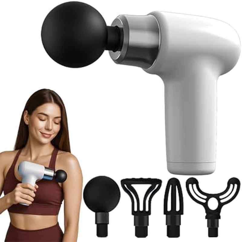 Fascia Gun - Neck Muscle Massager, Smart Frequency Conversion Heads, Compact for Deep Tissue, Portable for Gym Users (White)