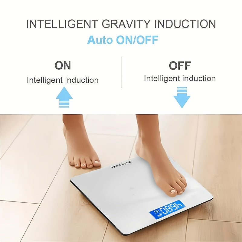 Smart Bathroom Scale with Backlit LCD Display, High-Precision 4-Sensor Digital Body Weight Scale, AAA Battery Operated (Not Included), Accurate Weight Tracking for Home Use